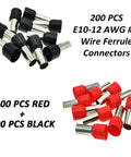 200 Piece Insulated Wire Ferrules Kit For 8 AWG End Terminals Red And Black No Fuss Install In Car Audio Electronics