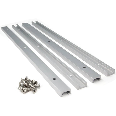 Rock Solid 400Mm T Track Slider Kit Aluminum Alloy Jig Rails with Pre Drilled Mounts and Self Tapping Screws, four 16 inch rails and screws.