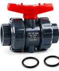 Three-Quarter Inch True Union PVC Ball Valve Full Port Slip Socket Water Valve With EPDM O-Rings For Leak-Free Shutoff No-Hassle Maintenance In Pools, Irrigation, And Home Plumbing DN20 1-Pack, black with red handle