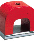 Horseshoe Alnico Magnets, 22 Pound Pull, Heavy Duty Industrial Magnets for lifting and holding, red metal finish.