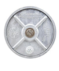 Tie Wire Reel for 12 to 18 Gauge Wire, Lightweight Aluminum Construction, Made in USA, circular top view showing detail.