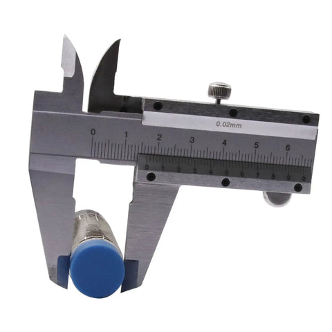 Caliper measuring the diameter of Five Pack Inductive Proximity Sensor Switch LJ18A3-8-Z/BY Normally Open PNP DC 6 To 36V