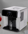 Dual Action Countertop Ice Maker And On Tap Cold Water Dispenser With Smooth Lcd Controls For Rapid Bullet Cube Crafting, sleek design with glass.