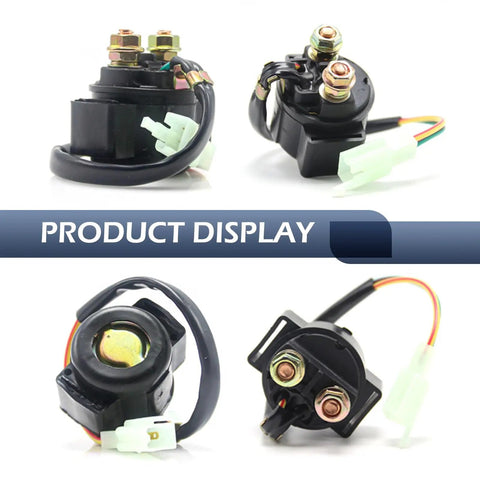 Plug And Play 12V Starter Relay For Four Wheel Scooters Go Karts And Motocross Heavy Duty Solenoid Switch displayed from multiple angles