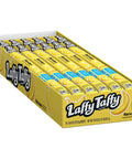 Display box of Banana Flavor Rope Candy Chewy Taffy Ropes 0.81 Oz Each Pack Of 24 Shareable Snackable Fruity Treats