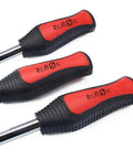 Handles of 14.5 Inch Perfect Leverage Tire Spoon Kit for Motorcycle Dirt Bike and Lawn Mower, red and black grip close-up