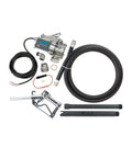 Heavy Duty 8 GPM Electric Fuel Transfer Pump With Spin Collar And Manual Shut Off Nozzle For Gasoline And Diesel 12 Volt components kit.