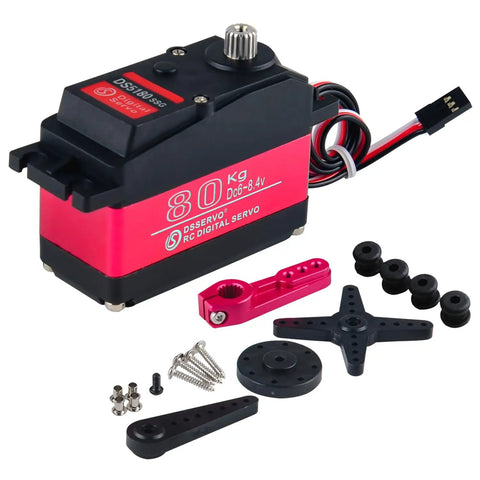 Beefy 80Kg High Torque RC Servo DS5180 For One Fifth Scale RC Vehicles Crawlers Robots and Boats with accessories