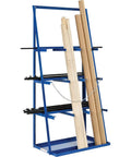 Big Time Vertical Bar Rack Straight Up Knockout Layout Handles Three Thousand Pounds Across Three Wide Bays Nailed Down Gear Storage For Pipes Boards Trim Conduit Built Like A Tank For Crews with pipes and wood.