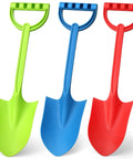 16 Inch Jumbo Beach Sand Shovel Set For Kids And Adults, Heavy Duty Digging Spades For Sand Snow Water Play, colorful trio