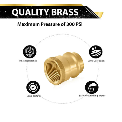 Pack Of 100 One Half Inch Copper Press To One Half Inch Female NPT Brass Adapter Fittings For Copper To NPT Pipe No Glue Solder Or Flux Needed Easy Install