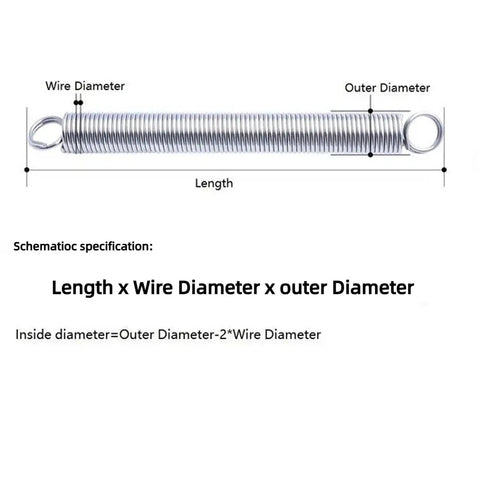 Schematic of Premium Heavy Duty Stainless Steel Extension Spring Delivering Beast Mode Tension And Top Shelf Toughness For Window Tracks And Garage Doors 1000 Millimeter.