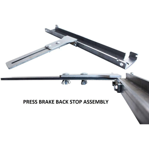 Beefy 20 Ton Fully Welded Press Brake for Metal Fabrication back stop assembly, precision component for heavy duty hydraulic bender.