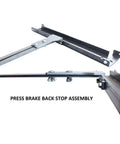 Close-up of the adjustable back stop for 50 Inch Finger Press Brake DIY Builder Kit with labeled assembly elements.