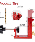Badass Pocket Hole Jig Kit With Adjustable Drill Guide For Tight Woodworking Joints dimensions showing 3/8" drill bit and adjustable clamping range.