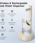 5 Gallon Water Dispenser For Desktop Use Desk Friendly Portable Electric Water Pump with USB C Fast Charging, glass filled