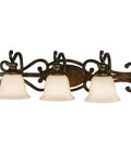 Heartwood 3 Light Vanity Light In Burnt Sienna With Ornate Scrollwork And European Traditional Style Classic Bath Fixture