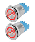 Twin Pack 12V IP65 Waterproof LED Flash Buzzer Indicator Light 19mm For Electrical Control Panels DIY Projects Ships Machinery Switch Cabinets