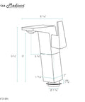 Diagram of Single Hole High Arc Bathroom Faucet With One Handle Brushed Nickel Finish Solid Brass Build One Point Two GPM Flow