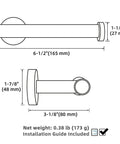 Dimensions for Brushed Dark Gold Stainless Steel Toilet Paper Holder With Round Arm Design, SUS304 Wall Mount TP Hanger