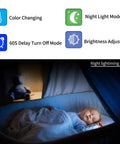 6 Ring Black LED Ceiling Light Fixture With Remote Control 60W Dimmable Flush Mount Chandelier features, night mode, sleeping baby.