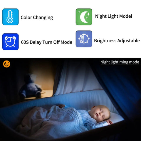 6 Ring Black LED Ceiling Light Fixture With Remote Control 60W Dimmable Flush Mount Chandelier features, night mode, sleeping baby.