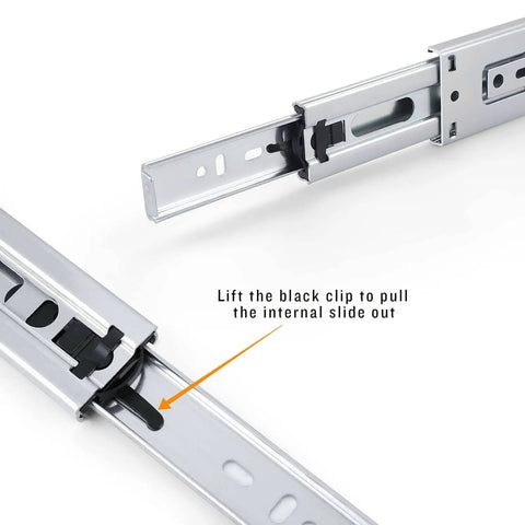 Close-up of 12 Inch Drawer Slides Set Of 2 Soft Close Ball Bearing Full Extension Side Mount Heavy Duty Workhorse in satin nickel finish.