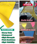 Colorful Pennant Banner Flags For Outdoor Parties And Events, Durable PVC Mesh Construction, OSHA 500 Lb Rated, Fade Resistant Strand, 102 Ft Long, Wide Triangular Flags For High Visibility, yellow flag close-up