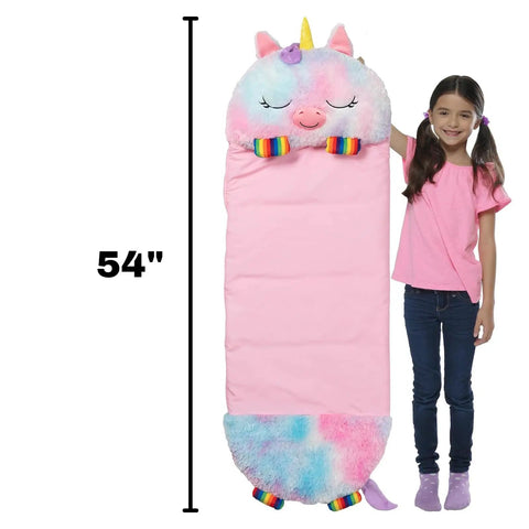 Rainbow Unicorn 2-In-1 Pillow and Sleep Sack, Cozy Nap Buddy for Travel and Sleepovers, Lightweight 54x20 Play Pillow with girl