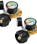 Two Three Color Coded Propane Tank Gauge Universal for 5 to 40 Pound LP Tanks with QCC1 Type 1 Connection close-up