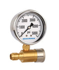 Pro Grade Pressure Washer Gauge Kit With Three Eighths Inch Quick Connect Glycerin Filled Dial 0-5000 PSI Brass Quick Connector