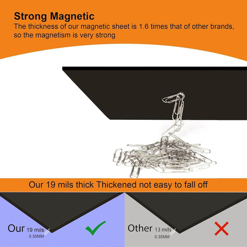 Extra Large Magnetic Sheets With Adhesive Backing Flexible Extra Strong Magnetic Paper With Paper Clips Illustration, 0.5 mm Thick