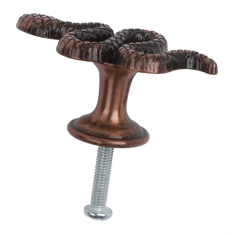 Snake Shaped Cabinet Knobs And Drawer Pulls In Zinc Alloy With Ancient Red Bronze Finish, side view of snake-design knob