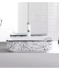 USZWBY Vessel Sinks Nordic Household Wash Basin Modern Above Counter Single Art Ceramic Bathroom Bowl Sink with geometric design.