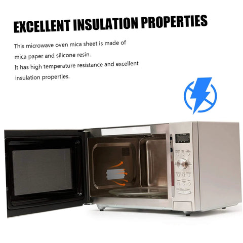 Open microwave showing installation of Twenty Pack Microwave Mica Plate Sheets Easy DIY Repair Heat Resistant Insulation For Ovens