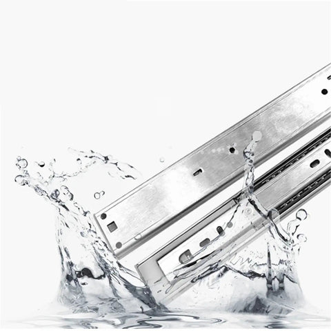 Stainless Steel Drawer Slides Soft Close With Smooth Ball Bearing Glide Three Section Rails For Cabinets Fits 10 To 22 Inch Drawers in water