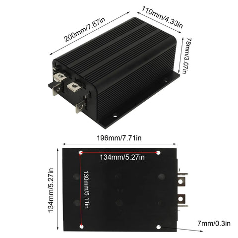 Premium Golf Cart Controller And Dc Motor Speed Unit Compatible With Ezgo 1991 To 1996 Featuring 36V 48V 500A Rating dimensions view