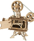 Vitascope Wooden Mechanical Kit Build Your Own Vintage Movie Projector With Hand Crank 183 Pieces Create A Working Reel Retro Black And White Film Gear For Builders Collectors And Fans, wooden projector front view