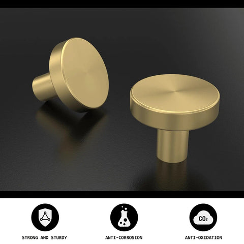 Gold Cabinet Knobs 10 Pack Round Metal Drawer Pulls For Kitchen Cabinets Dressers Desks Cupboards Easy Install Solid Dope Durable Aluminum Alloy Handles For Modern Homes