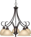 Lancaster Chandelier In Rubbed Bronze With Extra Wide Antique Marbled Glass For Warm Ambience And Soft Modern Traditional Style Ceiling Light Fixture For Dining Room 28 Inch Wide 26.5 Inch High