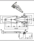Heavy Duty 304 Stainless Steel Hinge For Freezer Refrigerator And Oven Doors Industrial Automation Gear dimensions and design illustration