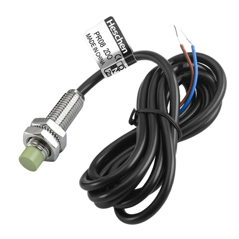Inductive Proximity Sensor M8 Cylindrical Switch PR08 2DO 2 Wire Normally Open DC 12 24V 2mm Sensing Distance Non Shielded CE Industrial Detector for Automation and Machinery, M8 metal body with cable