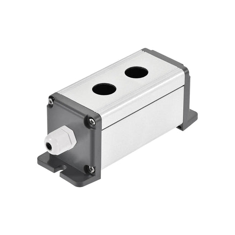 Two Hole 16mm Aluminum Switch Button Station Box With PG7 Cable Gland And Mounting Base, durable enclosure for control panels