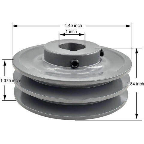 Double Groove V Belt Pulley With 1 Inch Bore And 4.45 Inch Outer Diameter Cast Iron Sheave For A AX 3L 4L V Belts 2AK461 Pulley, Precisely Machined, Static Balanced, Rust Resistant Finish For Reliable Shop And Industrial Belt Drives