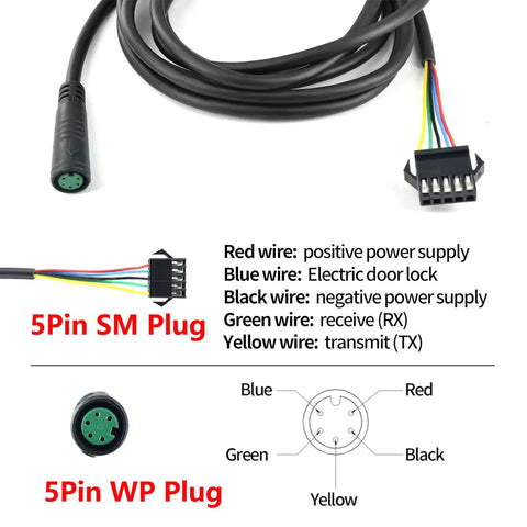Five Pin Electric Bike Extension Cable From Female To Male Connector 170cm Length Dashboard Wiring Cord For E Bike Power And Data Transmission 1 Piece