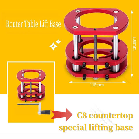 Top Shelf Metal Router Lift Base With Zero Lag Height Control Bulletproof Insert Plate Kit Fits 64 To 66Mm Routers 100Mm Height