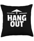 Funny Hang Glider Art Throw Pillow For Men And Women, Hang Gliding Gift Idea, Hang Out Theme Decor For Pilots, Cute Open Air Hobby Pillow, 100 Percent Polyester Double Sided Print