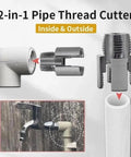 Versatile 4 In 1 Water Pipe Wrench With Integrated Internal And External Threading Tool Compatible With Electric Drill For PVC Pipes Including 1/2 3/4 And 1 Inch Sizes with a 2-in-1 pipe thread cutter.