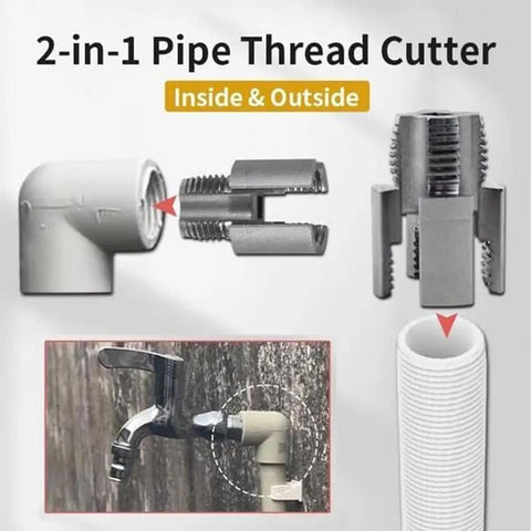 Versatile 4 In 1 Water Pipe Wrench With Integrated Internal And External Threading Tool Compatible With Electric Drill For PVC Pipes Including 1/2 3/4 And 1 Inch Sizes with a 2-in-1 pipe thread cutter.