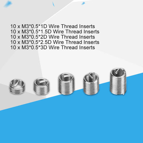 M3 Stainless Steel Wire Thread Insert Kit With Twist Drill Bits And Wrench For Restoring Stripped Or Damaged Metal Threads